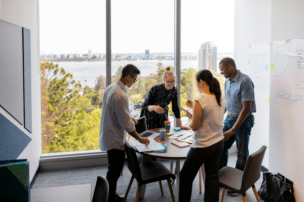 Founder and sales team having a meeting